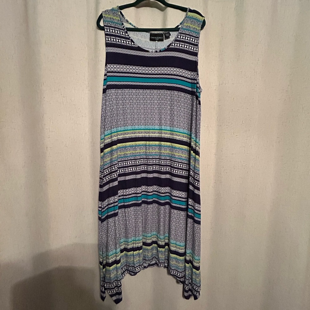 Cynthia Rowley Green and Blue Sleeveless Sundress